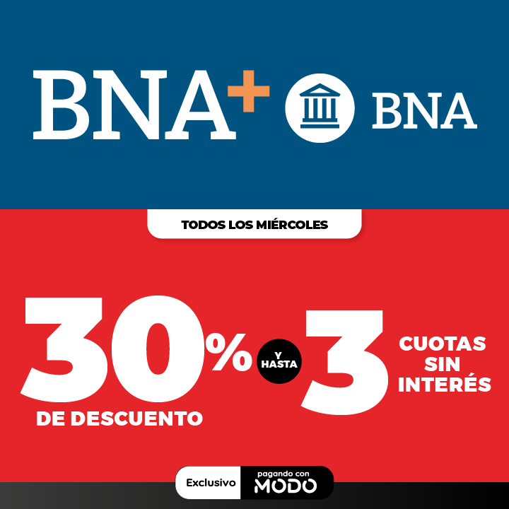 BNA/BNA+ 30% y 3 cuotas Miércoles